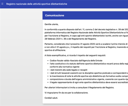 AVVISO ALLE ASD E SSD AFFILIATE MOTORNEXT - LIBERTAS: COMUNICATO...