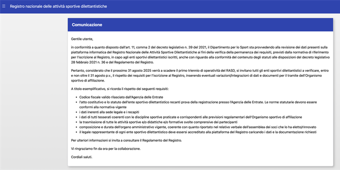 AVVISO ALLE ASD E SSD AFFILIATE MOTORNEXT - LIBERTAS: COMUNICATO...